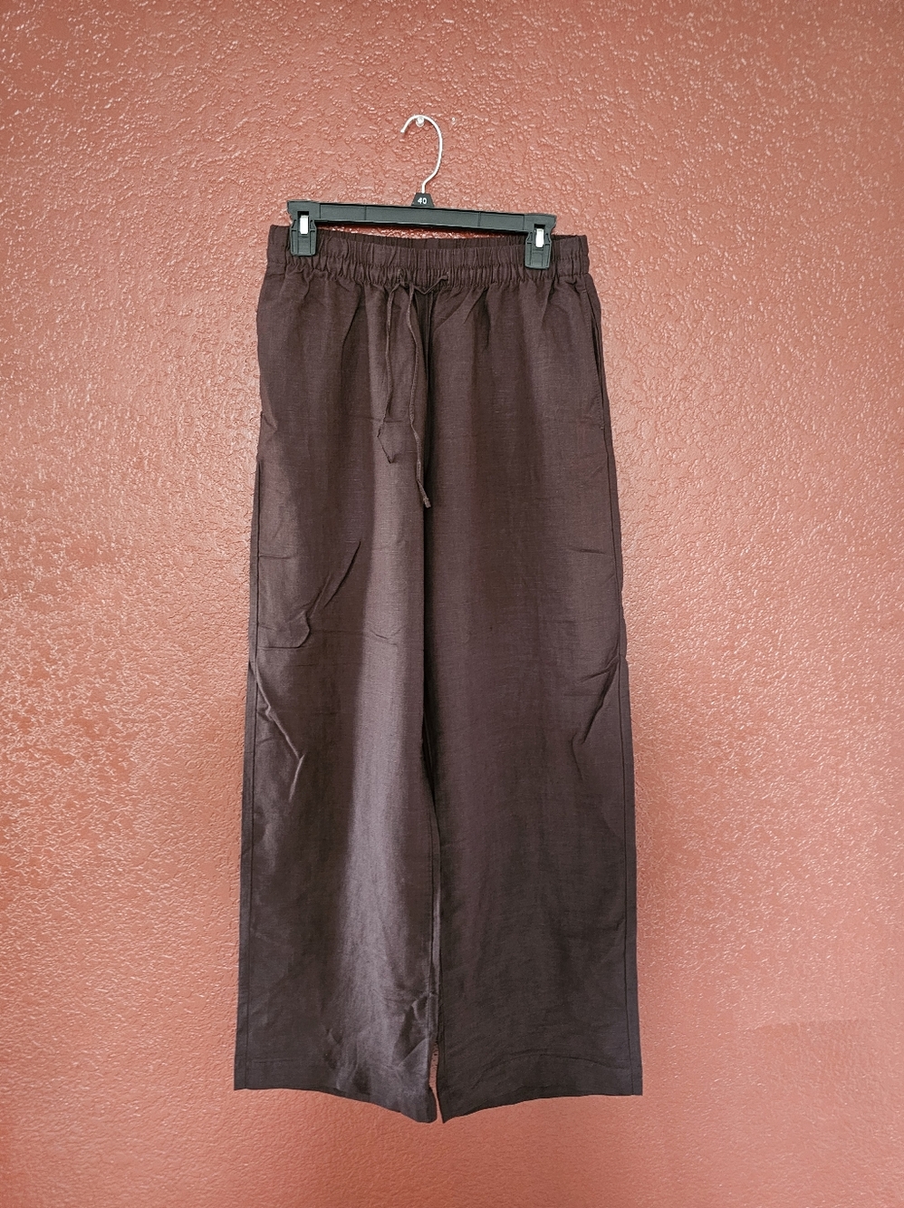 H&M Wide-Leg Drawstring Pants — Brown